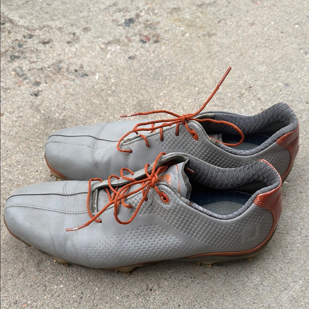 FJ FootJoy Gray and Orange Men's Golf Shoes